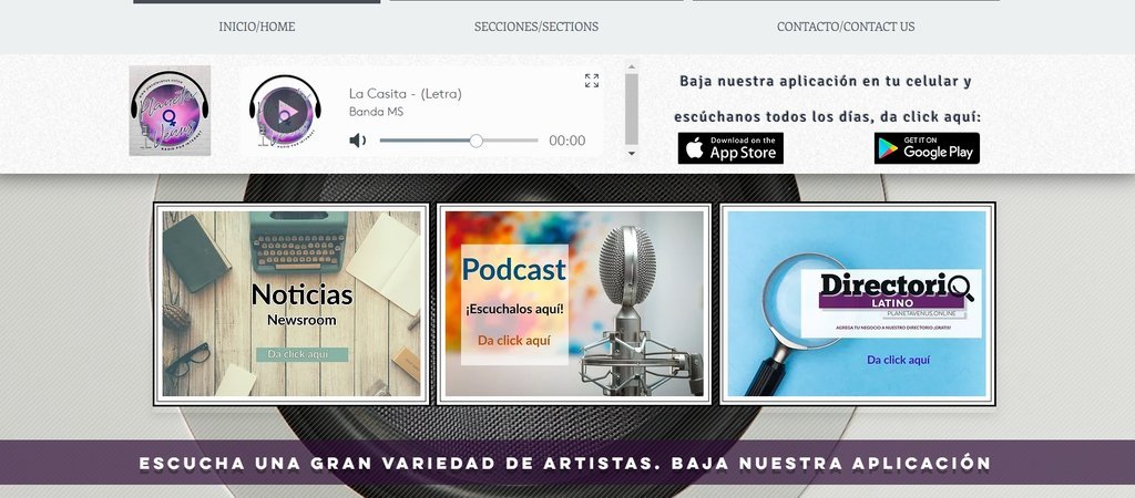Screenshot of the Planeta Venus Online website