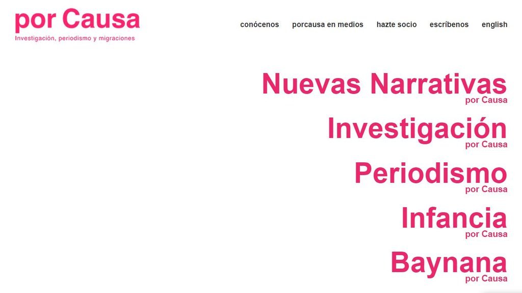 Screenshot of the porCausa website
