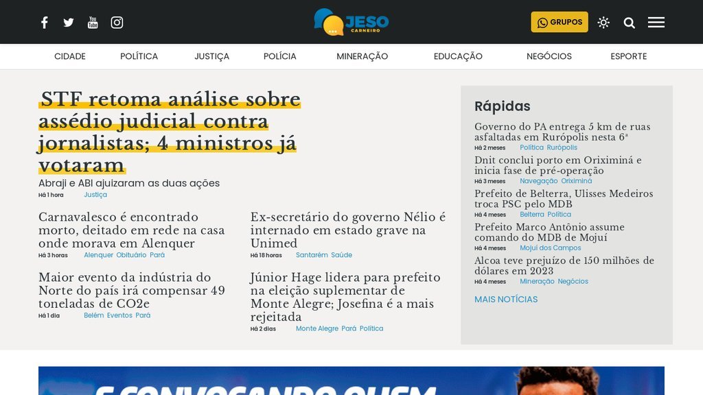 Screenshot of the Portal Jeso Carneiro website