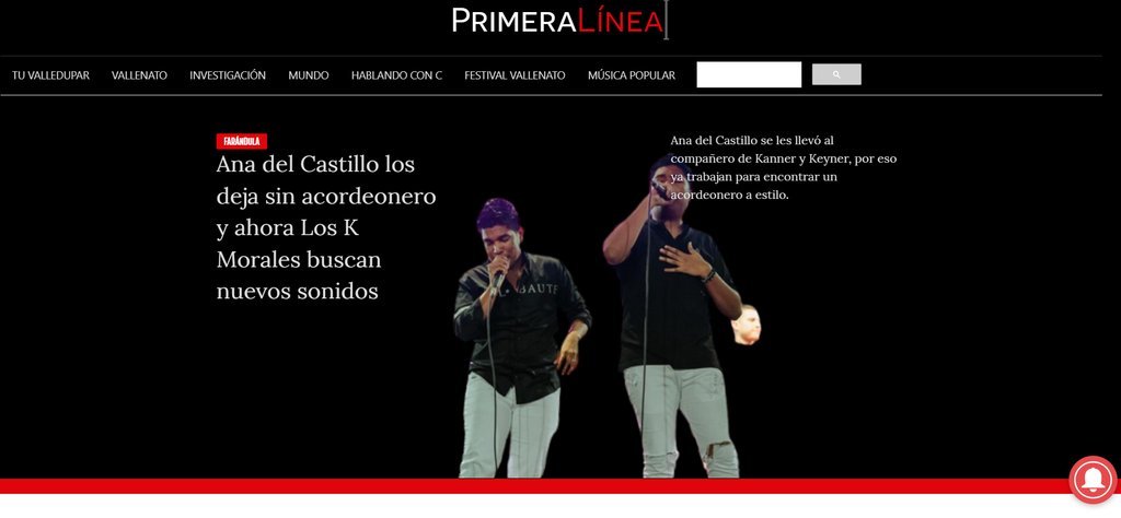 Screenshot of the Primera Linea website