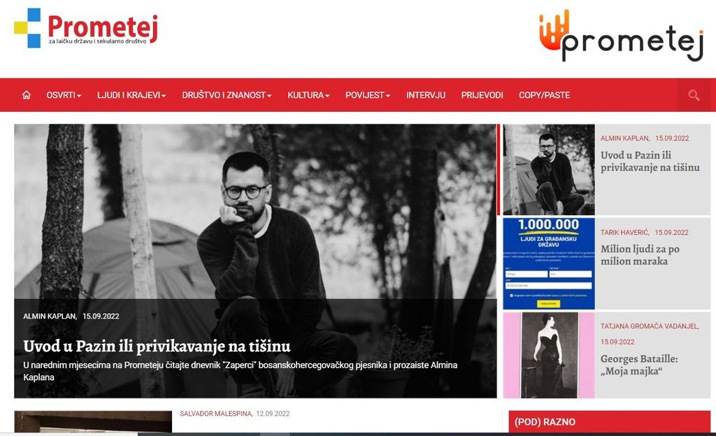 Screenshot of the Prometej.ba website