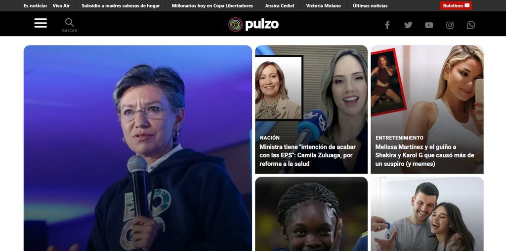 Screenshot of the Pulzo website