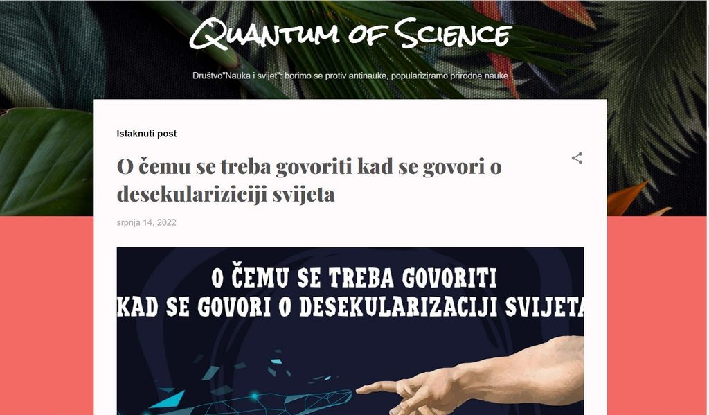 Screenshot of the Quantum of Science website