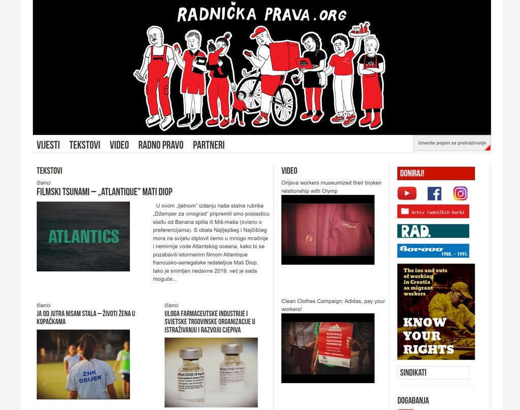 Screenshot of the Radnička prava website