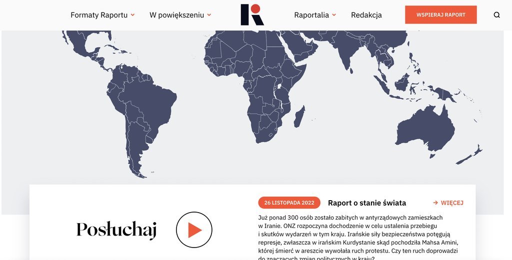 Screenshot of the Raport o Stanie Swiata website