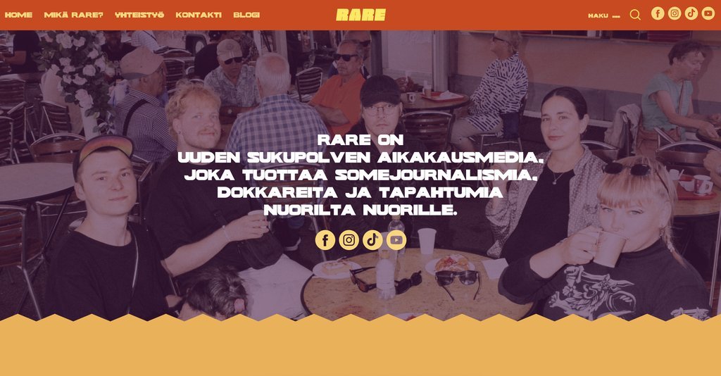 Screenshot of the RARE website