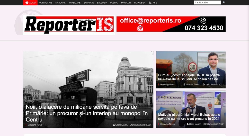 Screenshot of the Reporter de Iasi website