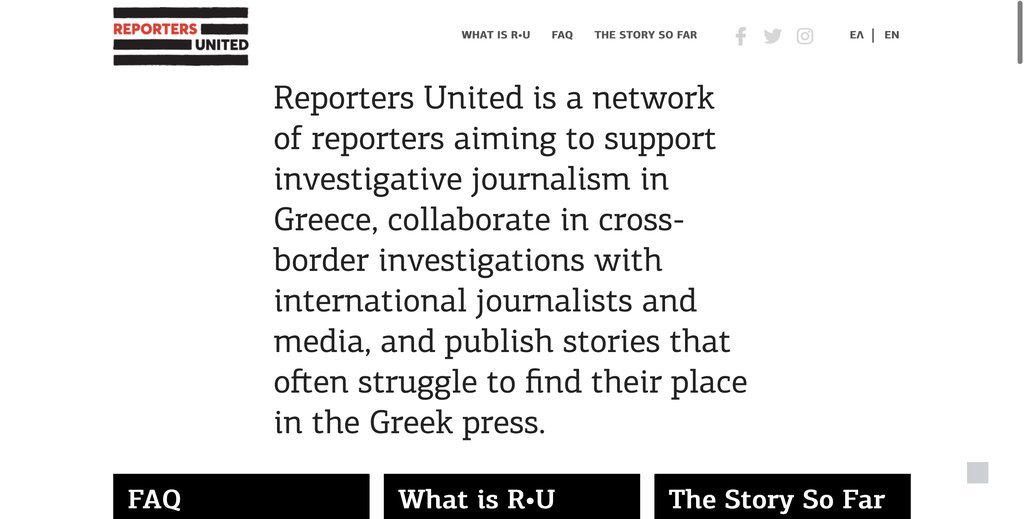 Screenshot of the Reporters United website