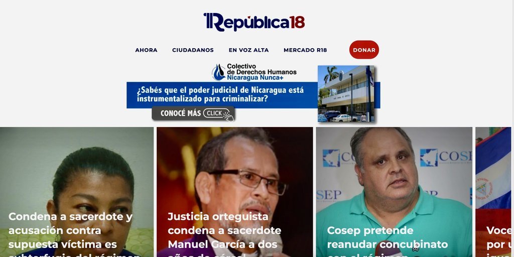 Screenshot of the Republica 18 website