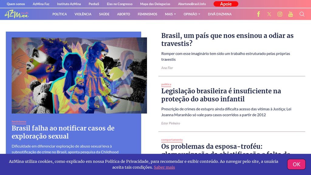 Screenshot of the Revista AzMina website