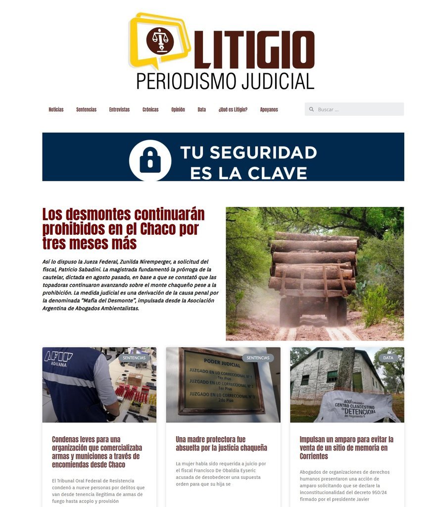 Screenshot of the Revista Litigio website