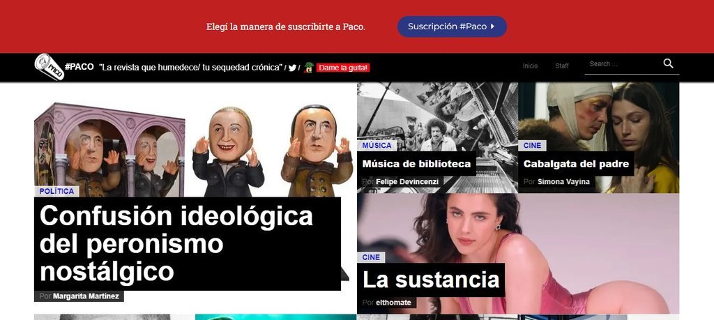 Screenshot of the Revista Paco website