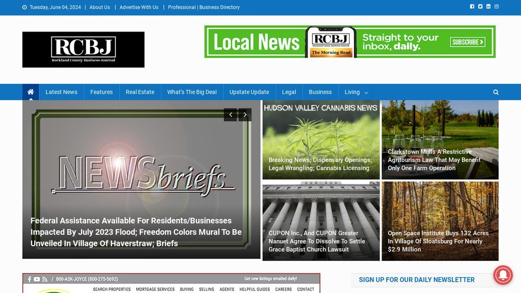 Screenshot of the Rockland County Business Journal website