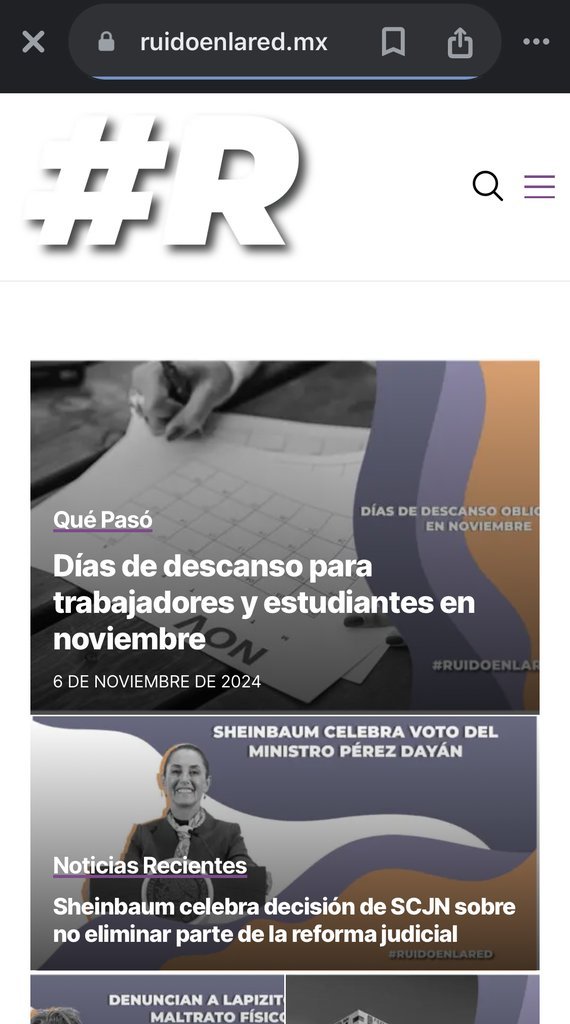 Screenshot of the Ruido En La Red website