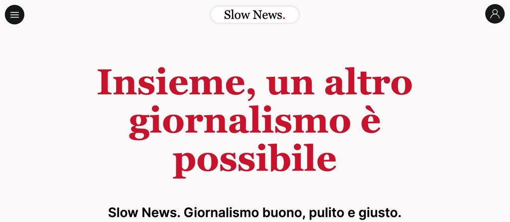 Screenshot of the Slow News website