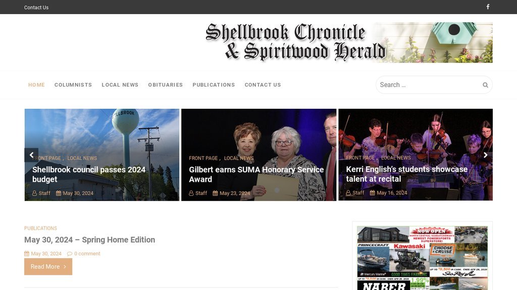 Screenshot of the Spellbook Chronicle and Spiritwood Herald website