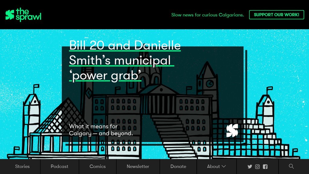 Screenshot of the Sprawl, The website