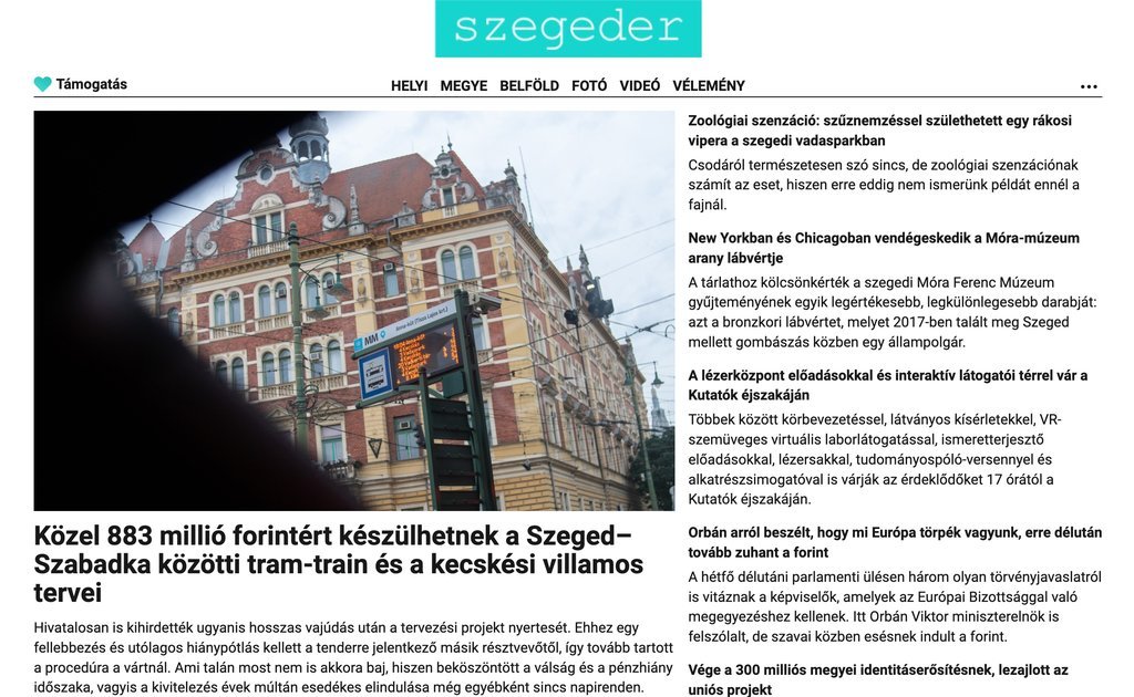 Screenshot of the Szegeder website
