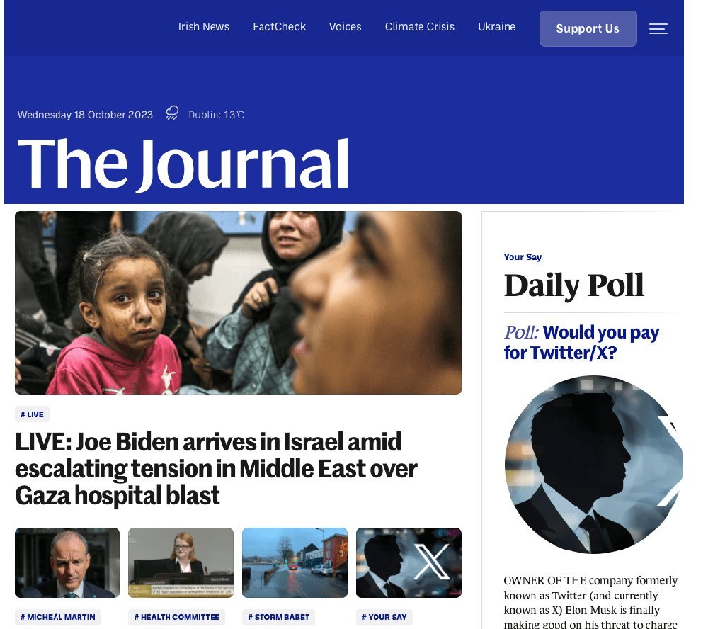 Screenshot of the The Journal website