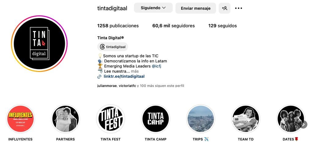 Screenshot of the Tinta Digital website