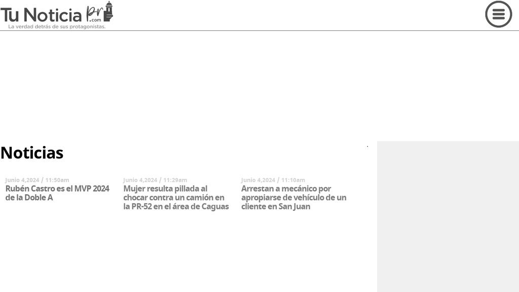 Screenshot of the Tu Noticia PR website