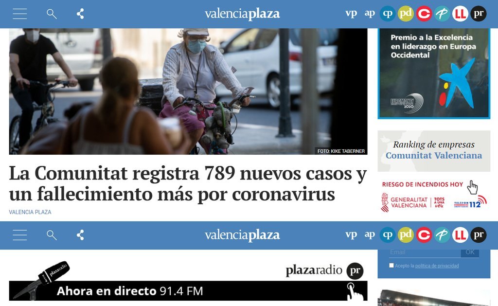 Screenshot of the Valencia Plaza website