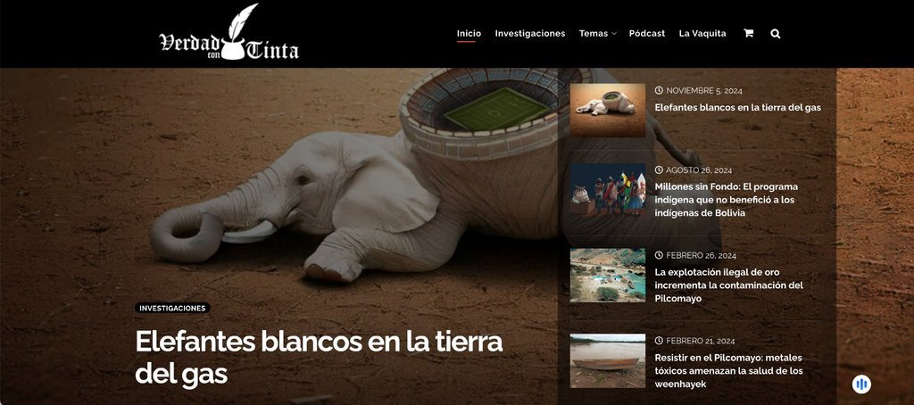Screenshot of the Verdad Con Tinta website