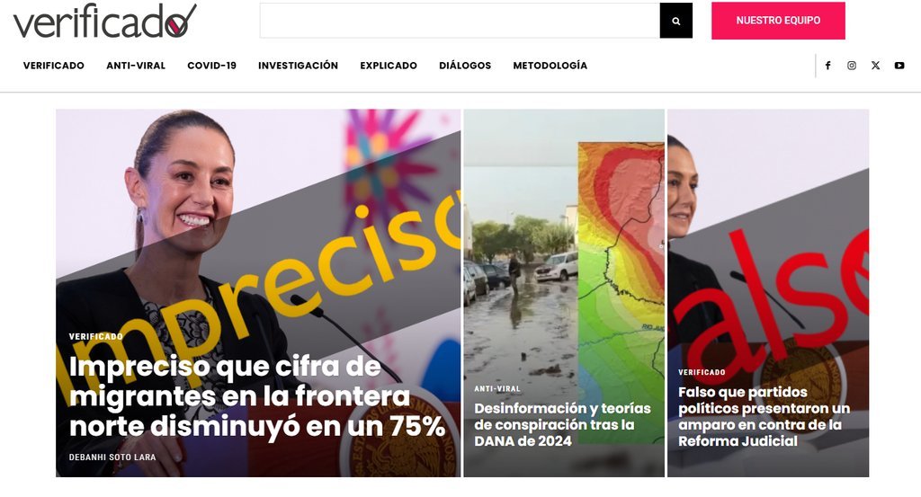 Screenshot of the Verificadomx website