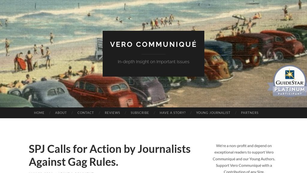 Screenshot of the Vero Communiqué website