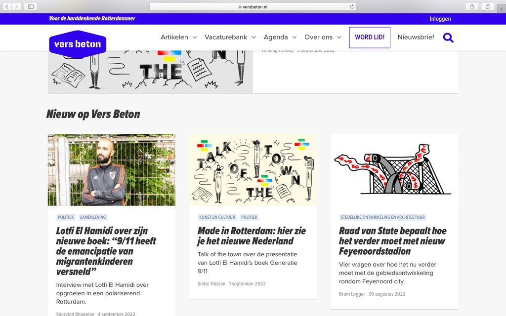 Screenshot of the Vers Beton website