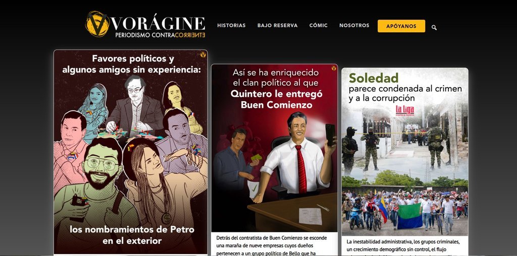 Screenshot of the Voragine website
