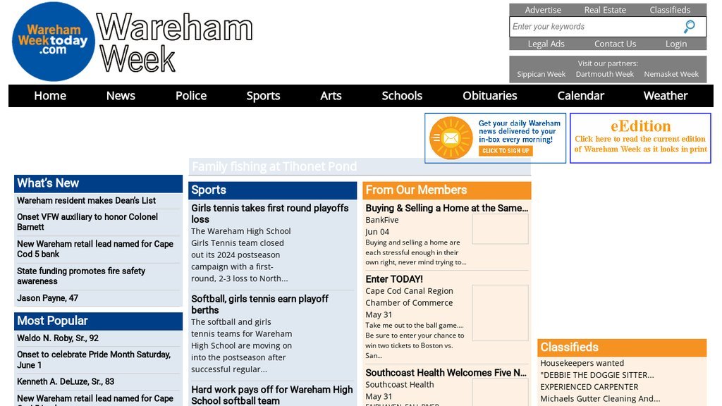 Screenshot of the Wareham Week website