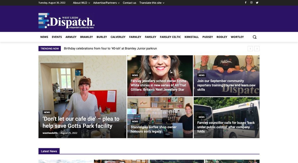 Screenshot of the West Leeds Dispatch website