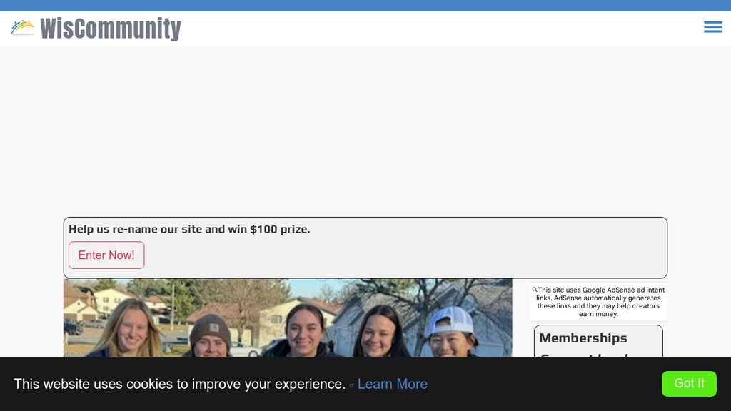 Screenshot of the WisCommunity website