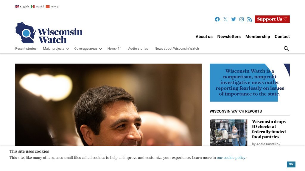 Screenshot of the Wisconsin Watch website